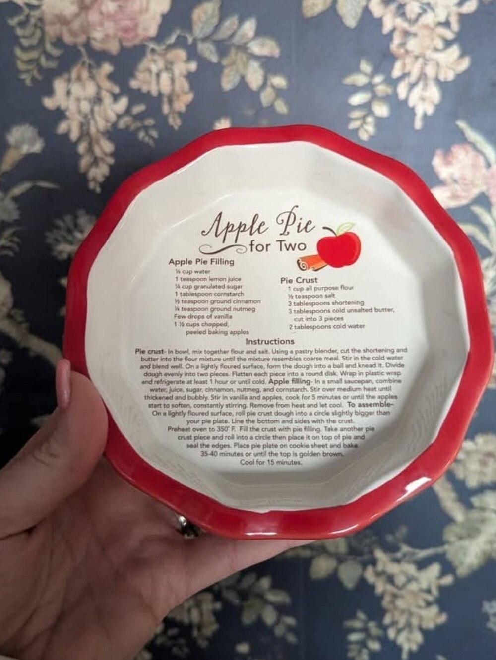 Apple Pie for Two Recipe Dish On Red & White Ceramic
